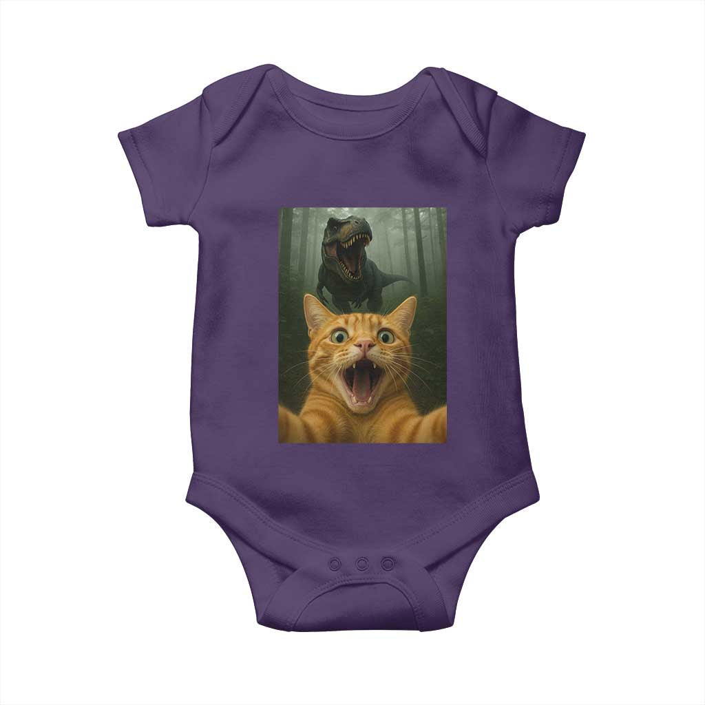 Cat Selfie With Dinosaur Baby Onesie Funny Cat Gifts - Wonder Print Shop