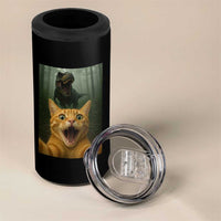 Cat Selfie With Dinosaur 4 in 1 Can Cooler Tumbler Funny Cat Gifts - Wonder Print Shop