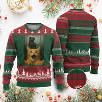 Cat Selfie With Dinosaur Ugly Christmas Sweater Funny Cat Gifts - Wonder Print Shop