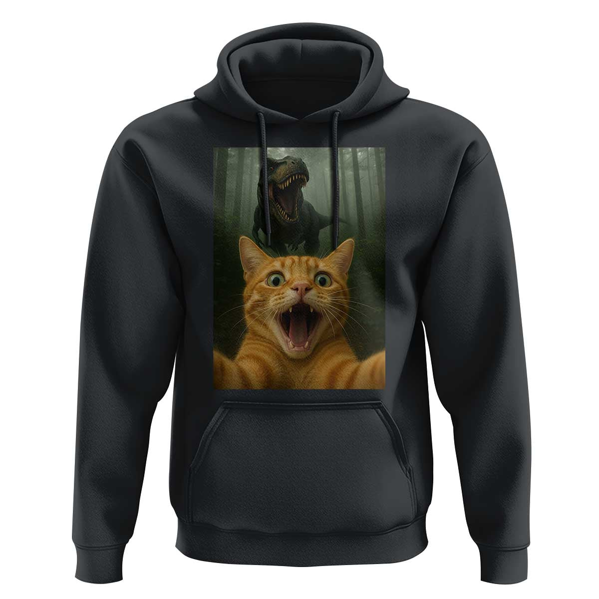 Cat Selfie With Dinosaur Hoodie Funny Cat Gifts - Wonder Print Shop