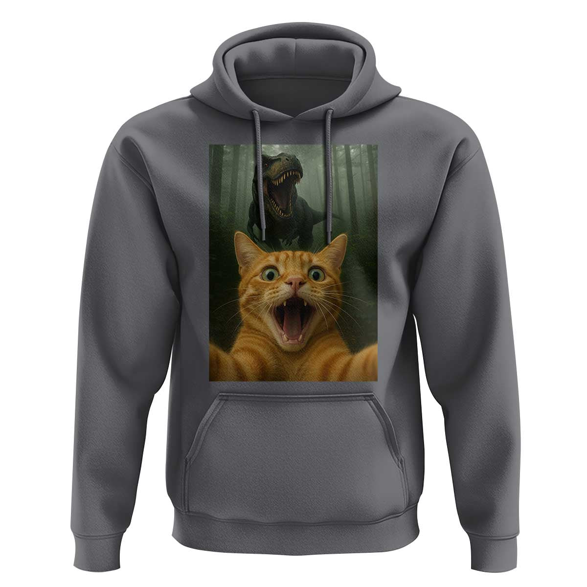 Cat Selfie With Dinosaur Hoodie Funny Cat Gifts - Wonder Print Shop