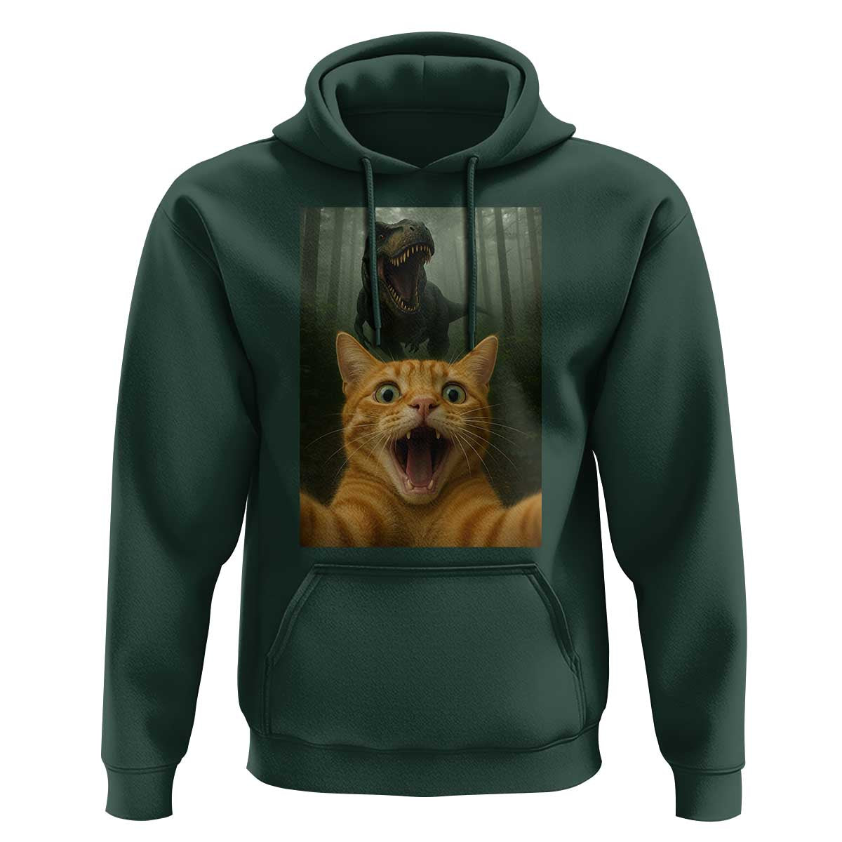 Cat Selfie With Dinosaur Hoodie Funny Cat Gifts - Wonder Print Shop