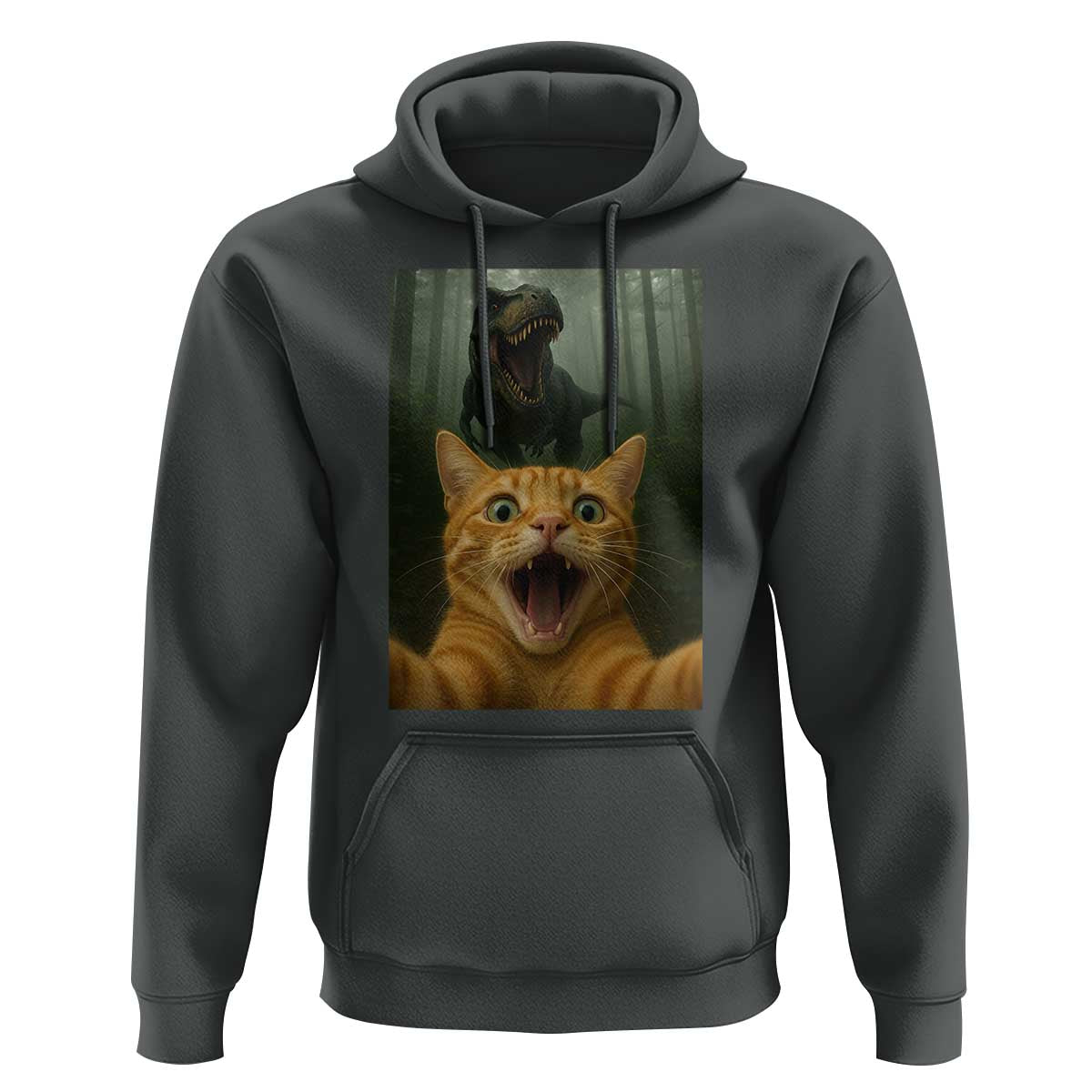 Cat Selfie With Dinosaur Hoodie Funny Cat Gifts - Wonder Print Shop