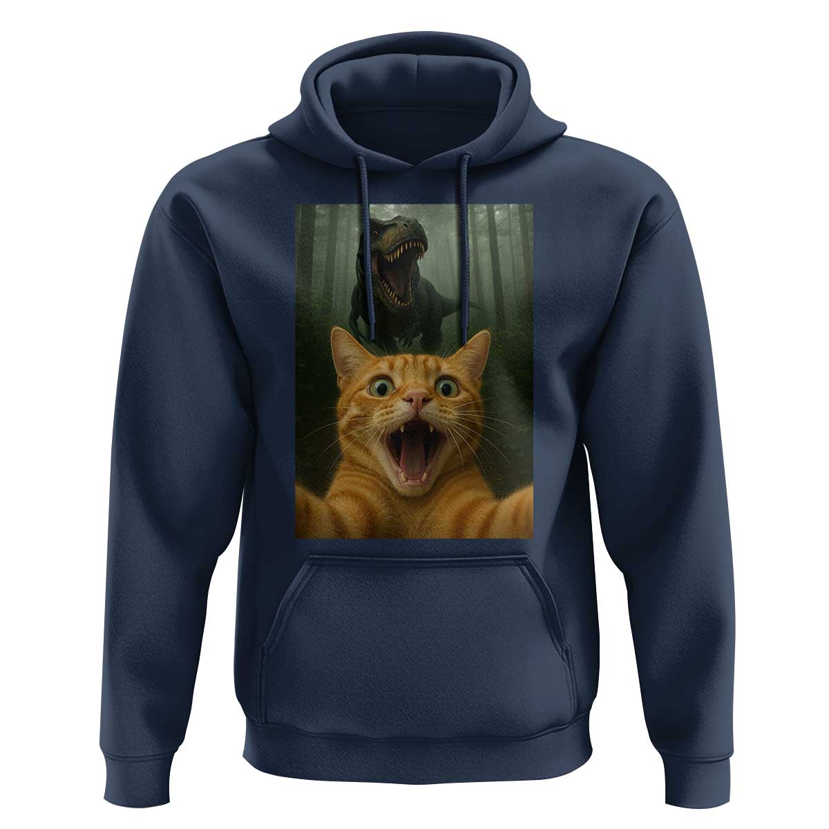 Cat Selfie With Dinosaur Hoodie Funny Cat Gifts - Wonder Print Shop