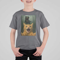 Cat Selfie With Dinosaur T Shirt For Kid Funny Cat Gifts - Wonder Print Shop