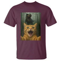 Cat Selfie With Dinosaur T Shirt Funny Cat Gifts - Wonder Print Shop