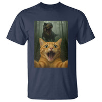 Cat Selfie With Dinosaur T Shirt Funny Cat Gifts - Wonder Print Shop