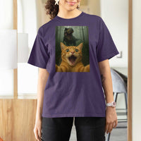 Cat Selfie With Dinosaur T Shirt For Women Funny Cat Gifts - Wonder Print Shop