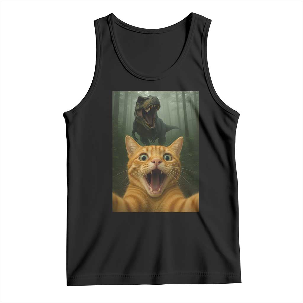 Cat Selfie With Dinosaur Tank Top Funny Cat Gifts - Wonder Print Shop
