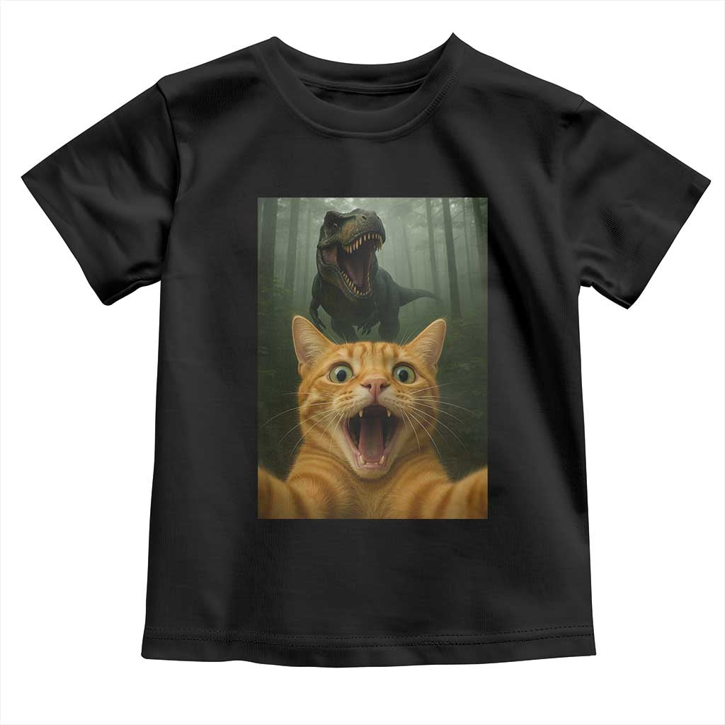 Cat Selfie With Dinosaur Toddler T Shirt Funny Cat Gifts - Wonder Print Shop