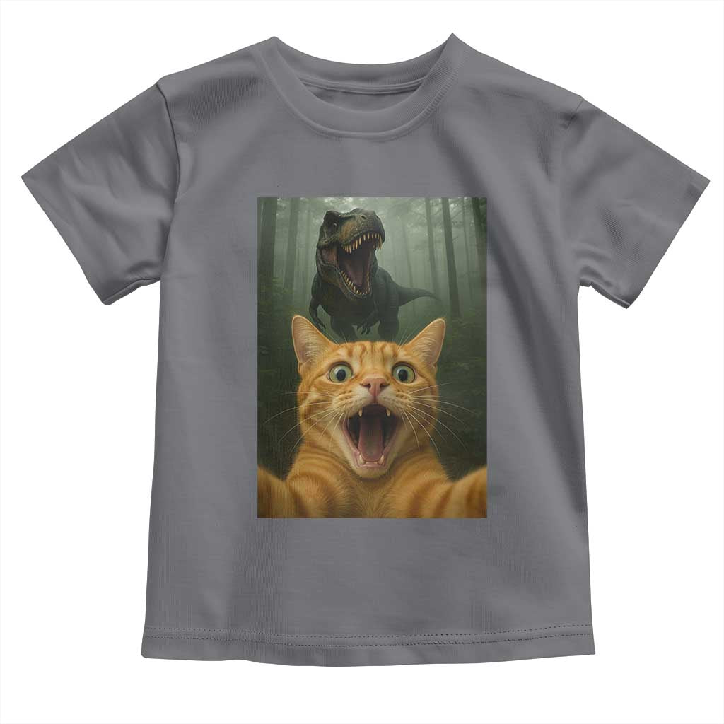 Cat Selfie With Dinosaur Toddler T Shirt Funny Cat Gifts - Wonder Print Shop