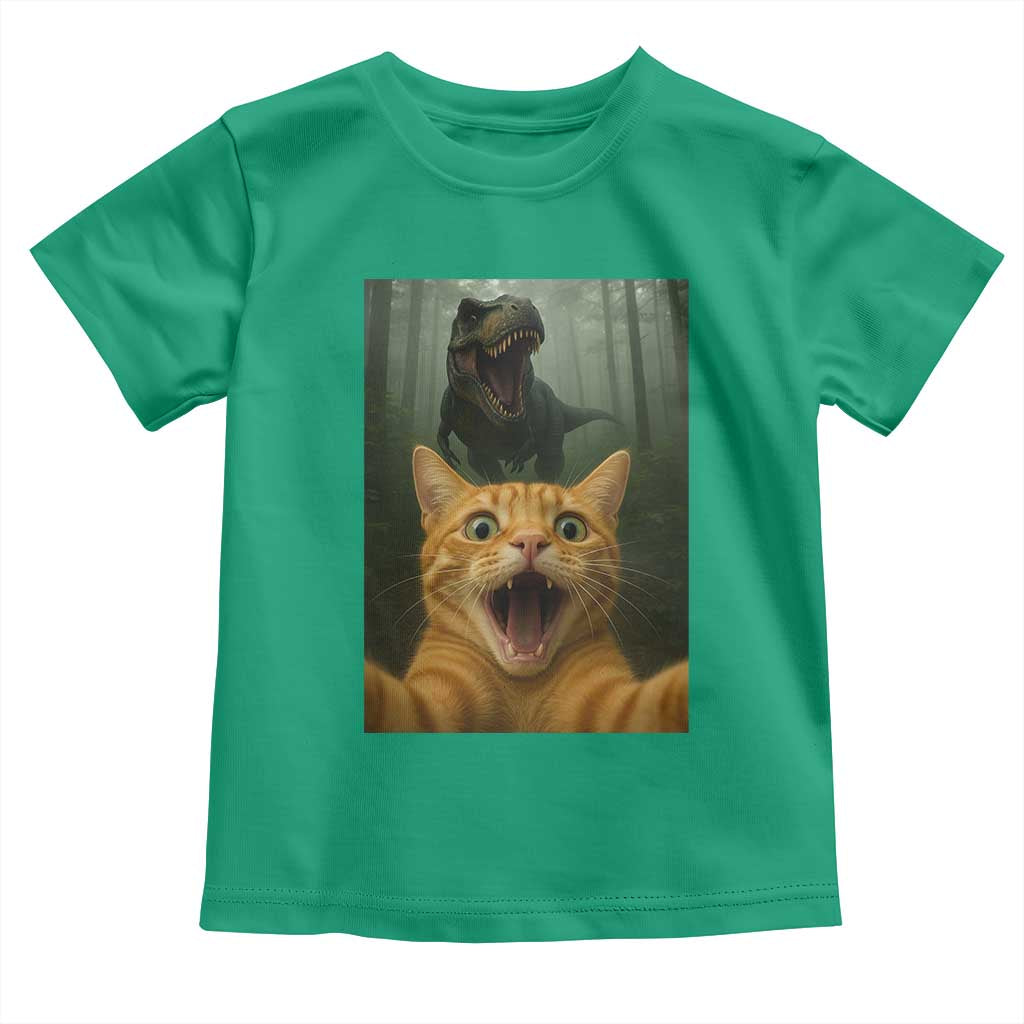 Cat Selfie With Dinosaur Toddler T Shirt Funny Cat Gifts - Wonder Print Shop