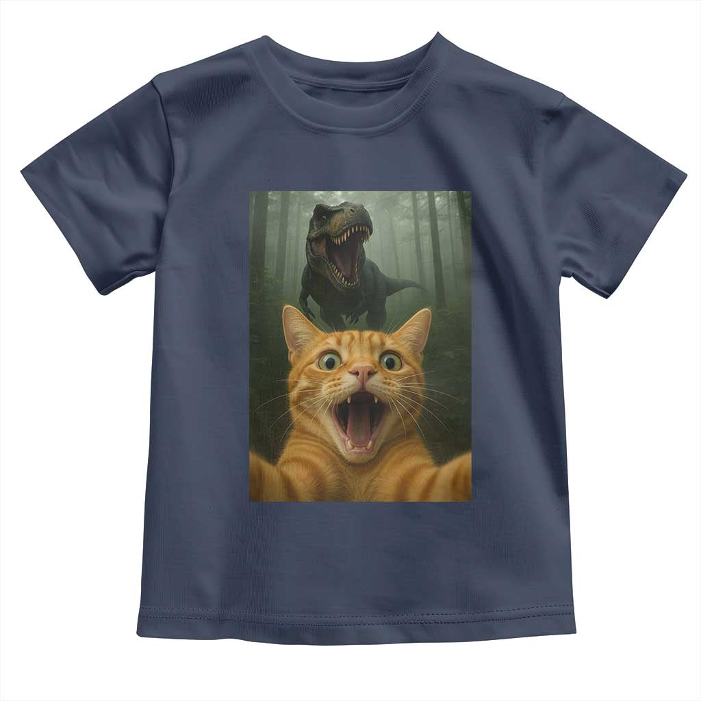 Cat Selfie With Dinosaur Toddler T Shirt Funny Cat Gifts - Wonder Print Shop