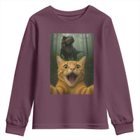 Cat Selfie With Dinosaur Youth Sweatshirt Funny Cat Gifts - Wonder Print Shop