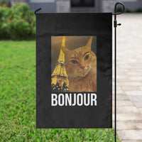 Funny Cat Bonjour Garden Flag Paris France Eiffel Tower Orange Cat Meme - Wonder Print Shop