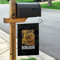 Funny Cat Bonjour Garden Flag Paris France Eiffel Tower Orange Cat Meme - Wonder Print Shop