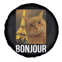 Funny Cat Bonjour Spare Tire Cover Paris France Eiffel Tower Orange Cat Meme - Wonder Print Shop