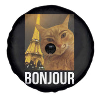 Funny Cat Bonjour Spare Tire Cover Paris France Eiffel Tower Orange Cat Meme - Wonder Print Shop