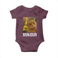 Funny Cat Bonjour Baby Onesie Paris France Eiffel Tower Orange Cat Meme - Wonder Print Shop