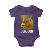 Funny Cat Bonjour Baby Onesie Paris France Eiffel Tower Orange Cat Meme - Wonder Print Shop