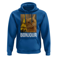 Funny Cat Bonjour Hoodie Paris France Eiffel Tower Orange Cat Meme - Wonder Print Shop