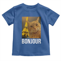 Funny Cat Bonjour Toddler T Shirt Paris France Eiffel Tower Orange Cat Meme - Wonder Print Shop