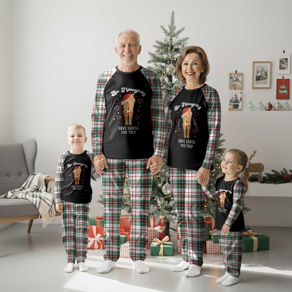 Funny Inappropriate Christmas Plaid Pajama Set Be Naughty Save Santa The Trip - Wonder Print Shop