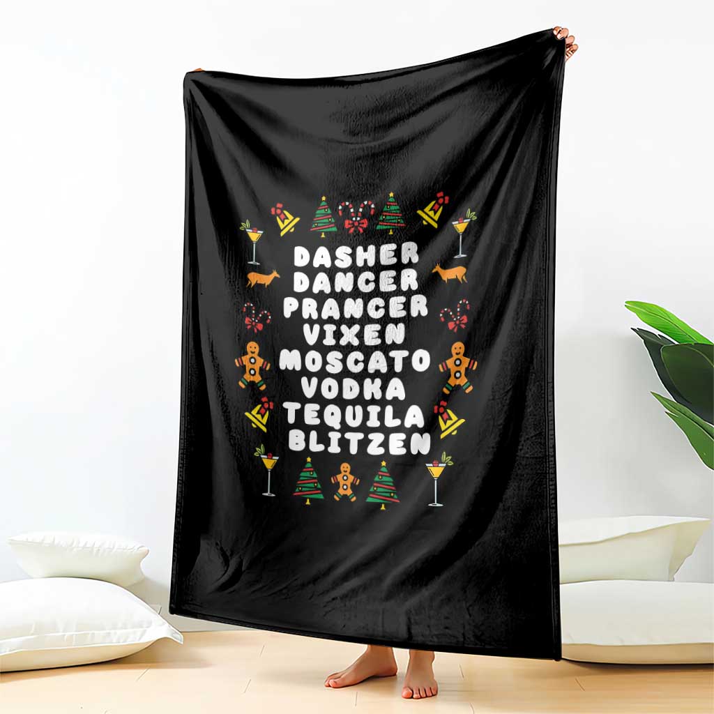 Funny Drinking Christmas Throw Blanket Merry Christmas Dasher Dancer Prancer Vixen - Wonder Print Shop