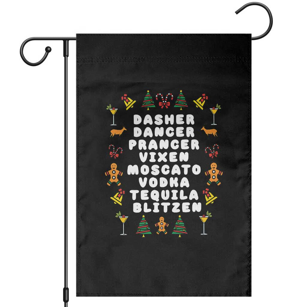 Funny Drinking Christmas Garden Flag Merry Christmas Dasher Dancer Prancer Vixen - Wonder Print Shop