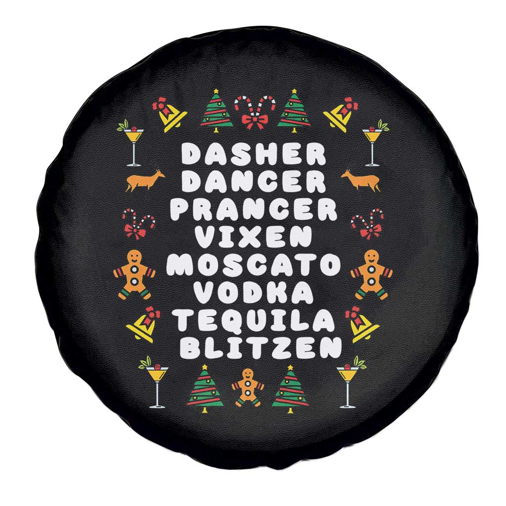 Funny Drinking Christmas Spare Tire Cover Merry Christmas Dasher Dancer Prancer Vixen - Wonder Print Shop