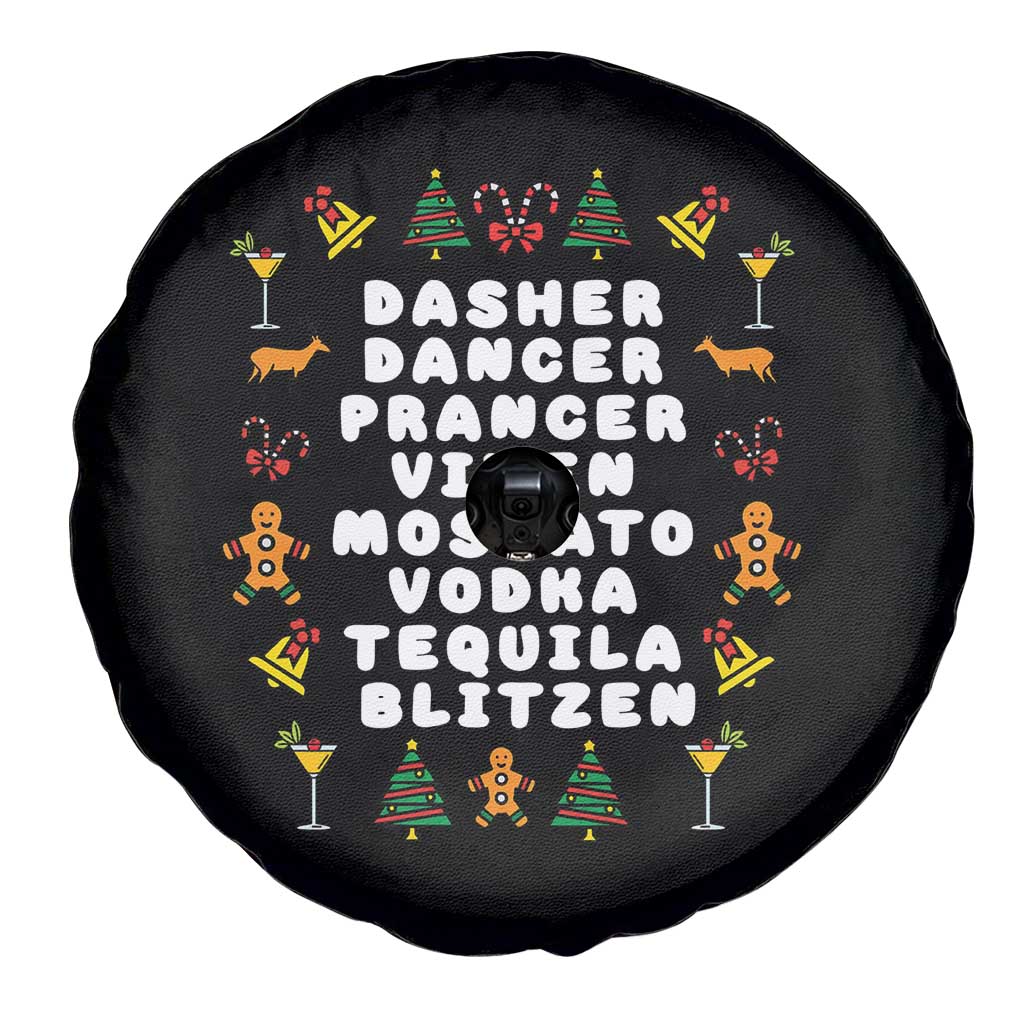Funny Drinking Christmas Spare Tire Cover Merry Christmas Dasher Dancer Prancer Vixen - Wonder Print Shop