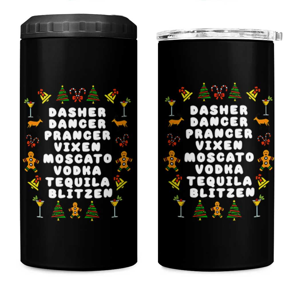 Funny Drinking Christmas 4 in 1 Can Cooler Tumbler Merry Christmas Dasher Dancer Prancer Vixen - Wonder Print Shop