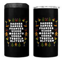 Funny Drinking Christmas 4 in 1 Can Cooler Tumbler Merry Christmas Dasher Dancer Prancer Vixen - Wonder Print Shop