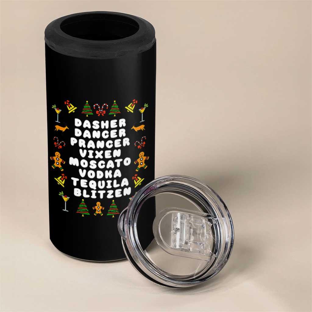 Funny Drinking Christmas 4 in 1 Can Cooler Tumbler Merry Christmas Dasher Dancer Prancer Vixen - Wonder Print Shop