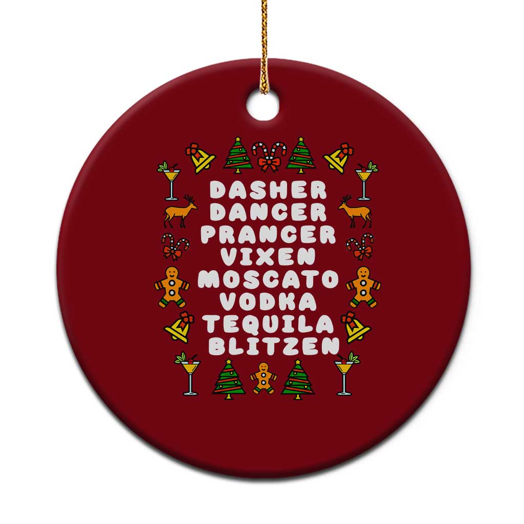 Funny Drinking Christmas Ceramic Ornament Merry Christmas Dasher Dancer Prancer Vixen - Wonder Print Shop