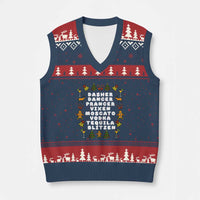 Funny Drinking Xmas V-Neck Knit Sweater Vest Merry Xmas Dasher Dancer Prancer Vixen - Wonder Print Shop