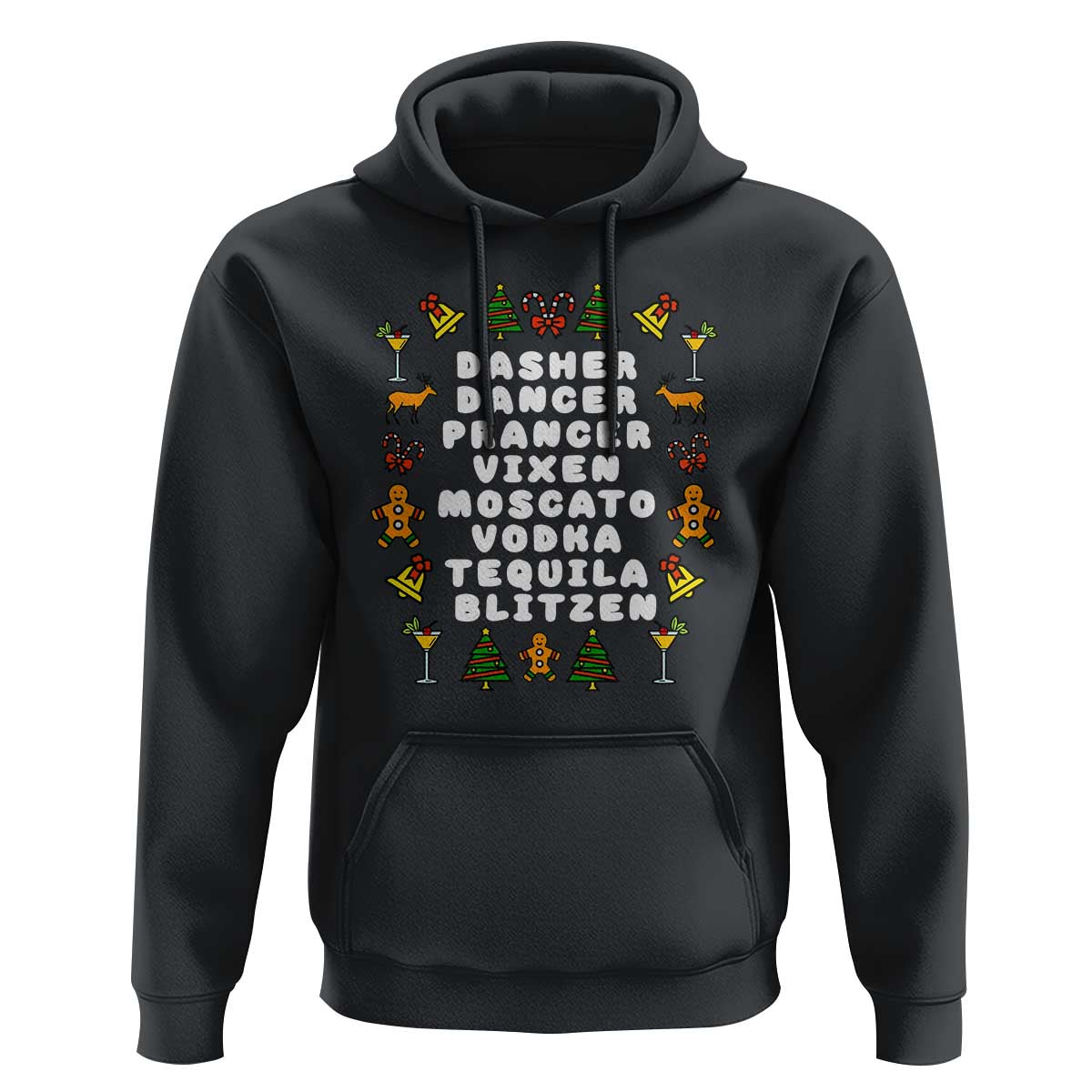 Funny Drinking Christmas Hoodie Merry Christmas Dasher Dancer Prancer Vixen - Wonder Print Shop