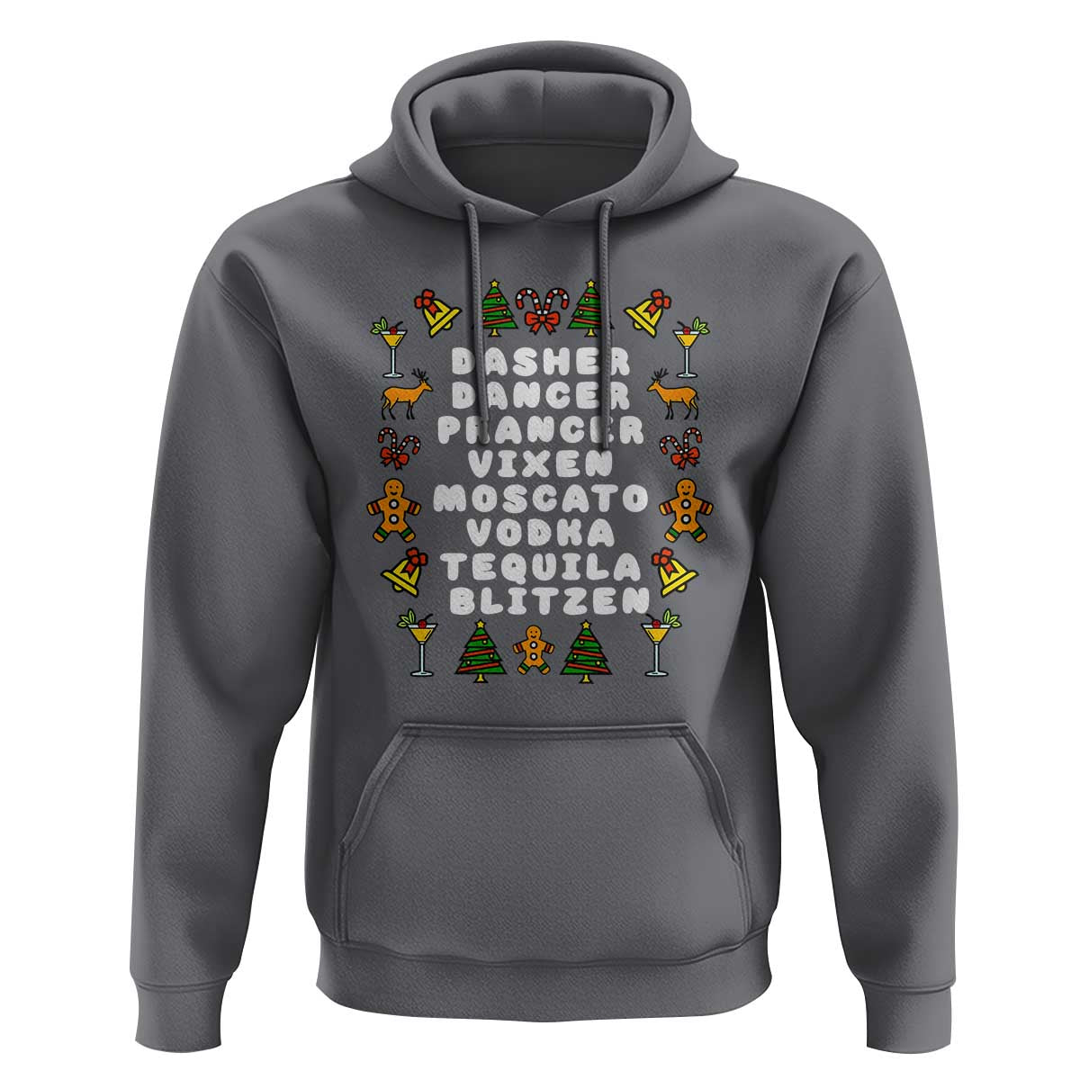 Funny Drinking Christmas Hoodie Merry Christmas Dasher Dancer Prancer Vixen - Wonder Print Shop