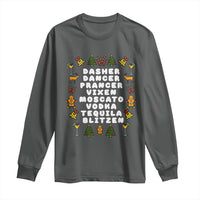 Funny Drinking Christmas Long Sleeve Shirt Merry Christmas Dasher Dancer Prancer Vixen - Wonder Print Shop