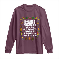 Funny Drinking Christmas Long Sleeve Shirt Merry Christmas Dasher Dancer Prancer Vixen - Wonder Print Shop