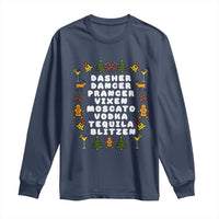 Funny Drinking Christmas Long Sleeve Shirt Merry Christmas Dasher Dancer Prancer Vixen - Wonder Print Shop