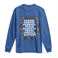 Funny Drinking Christmas Long Sleeve Shirt Merry Christmas Dasher Dancer Prancer Vixen - Wonder Print Shop