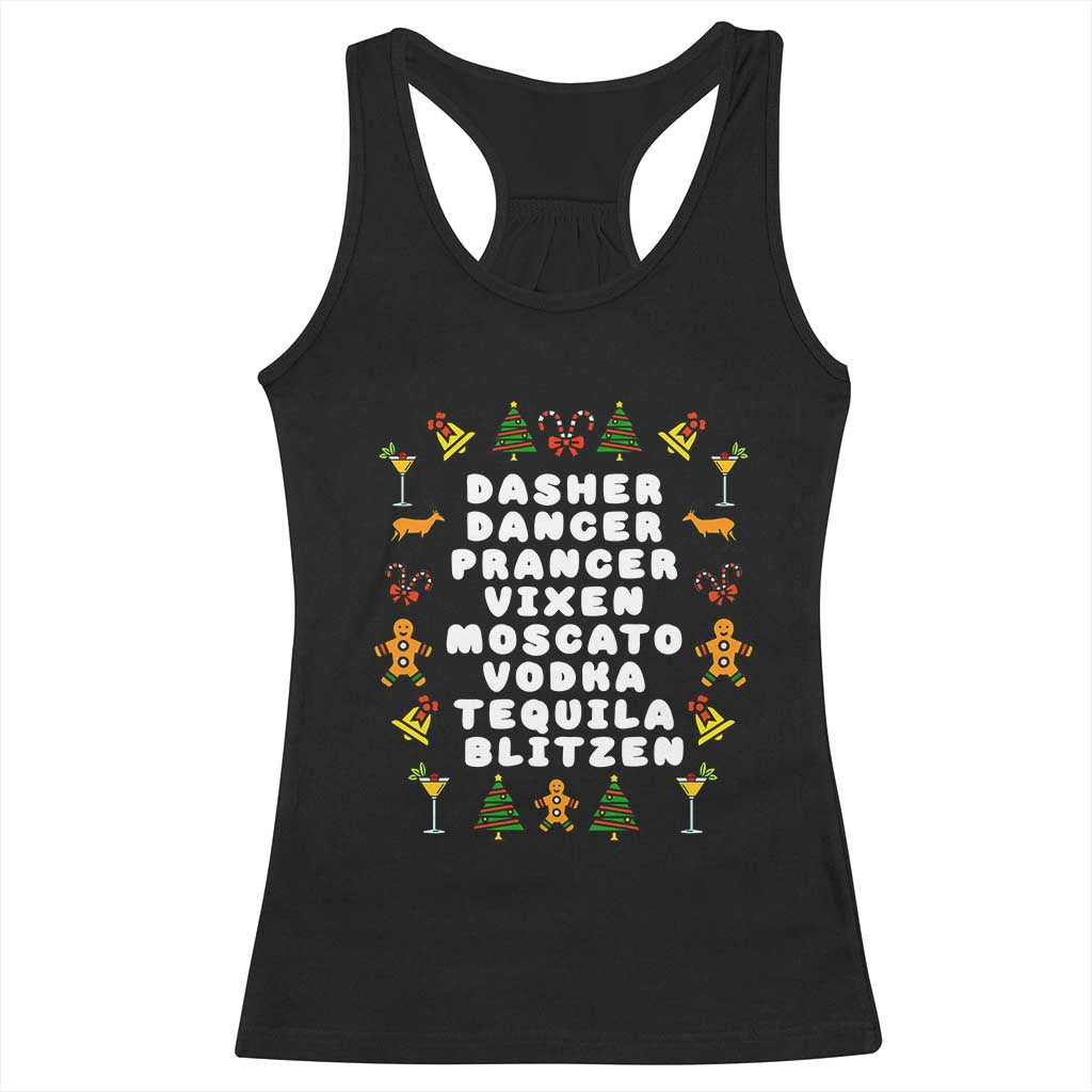 Funny Drinking Christmas Racerback Tank Top Merry Christmas Dasher Dancer Prancer Vixen - Wonder Print Shop