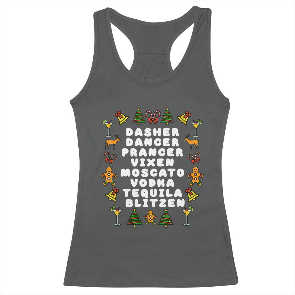 Funny Drinking Christmas Racerback Tank Top Merry Christmas Dasher Dancer Prancer Vixen - Wonder Print Shop