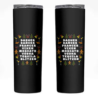 Funny Drinking Christmas Skinny Tumbler Merry Christmas Dasher Dancer Prancer Vixen - Wonder Print Shop