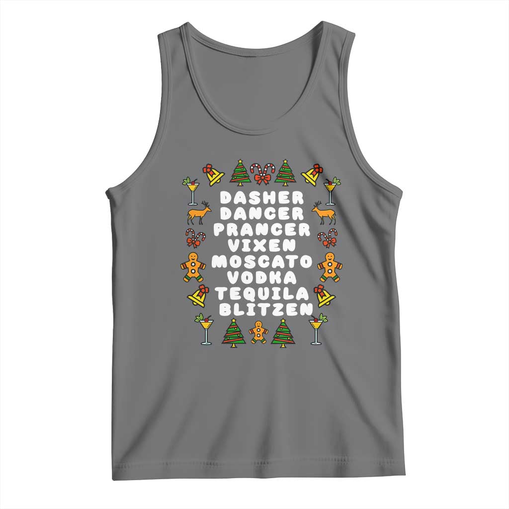 Funny Drinking Christmas Tank Top Merry Christmas Dasher Dancer Prancer Vixen - Wonder Print Shop