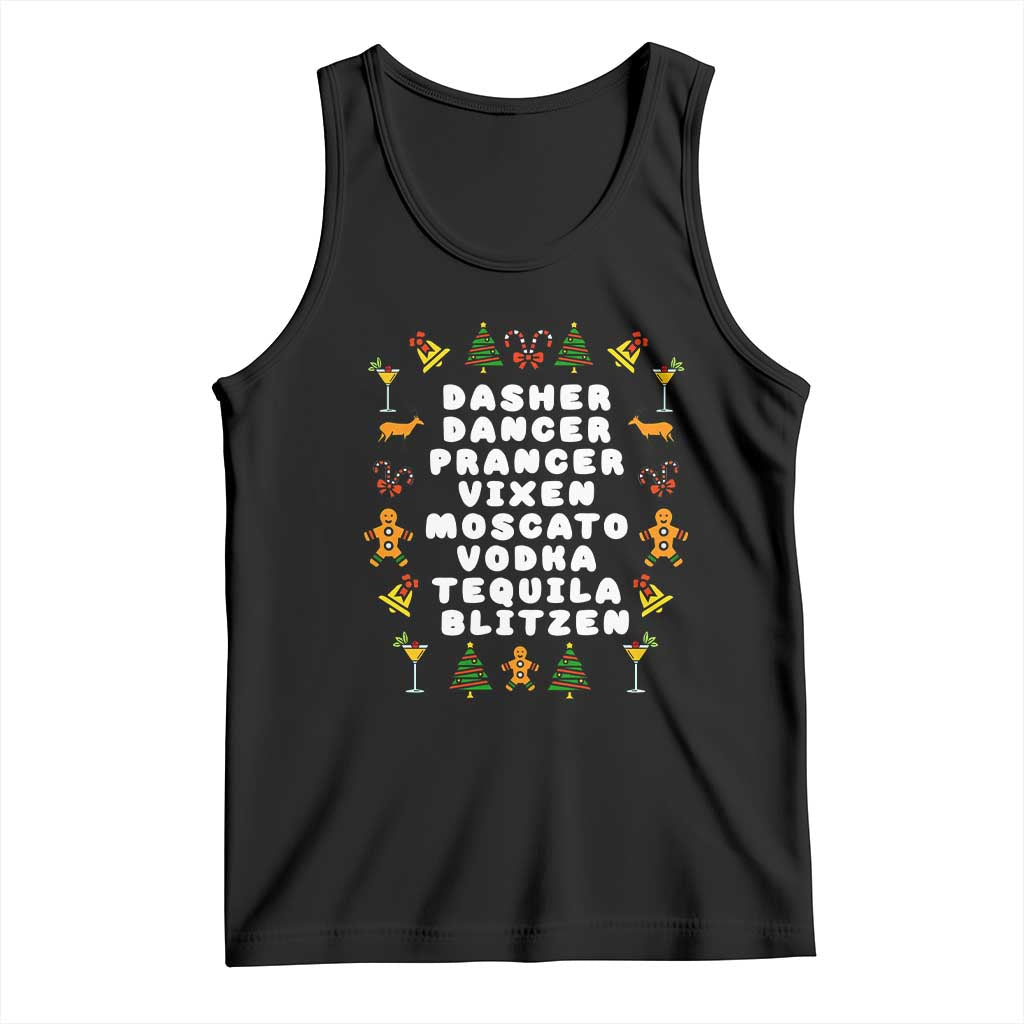 Funny Drinking Christmas Tank Top Merry Christmas Dasher Dancer Prancer Vixen - Wonder Print Shop