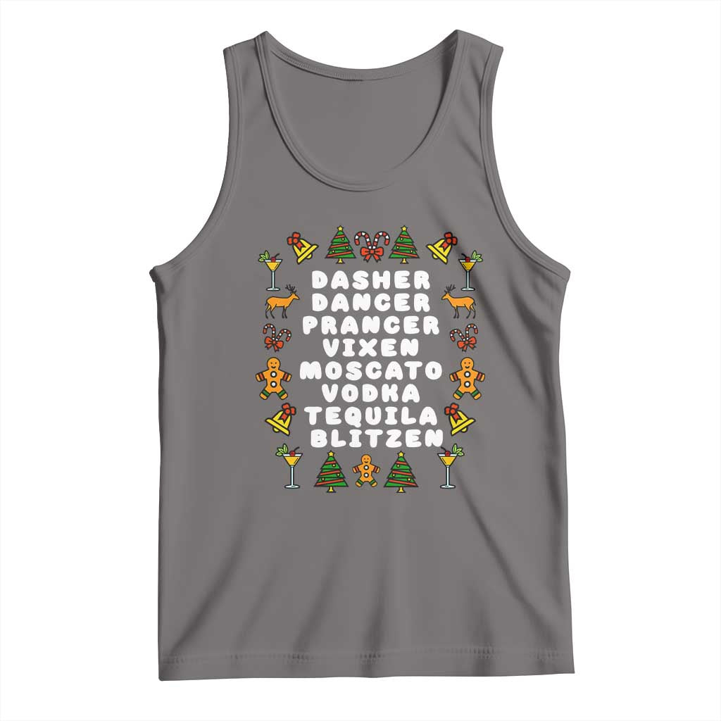 Funny Drinking Christmas Tank Top Merry Christmas Dasher Dancer Prancer Vixen - Wonder Print Shop