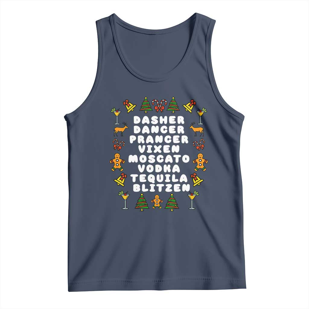 Funny Drinking Christmas Tank Top Merry Christmas Dasher Dancer Prancer Vixen - Wonder Print Shop