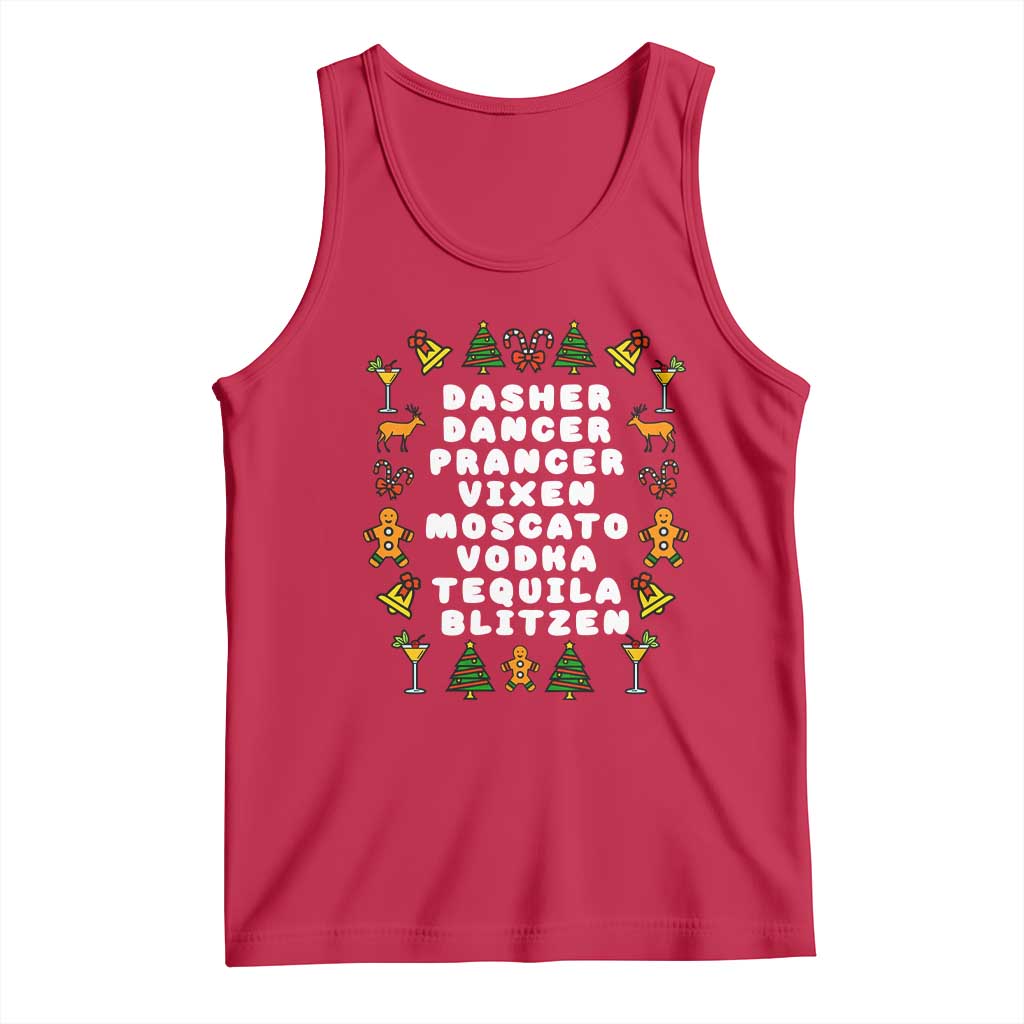 Funny Drinking Christmas Tank Top Merry Christmas Dasher Dancer Prancer Vixen - Wonder Print Shop